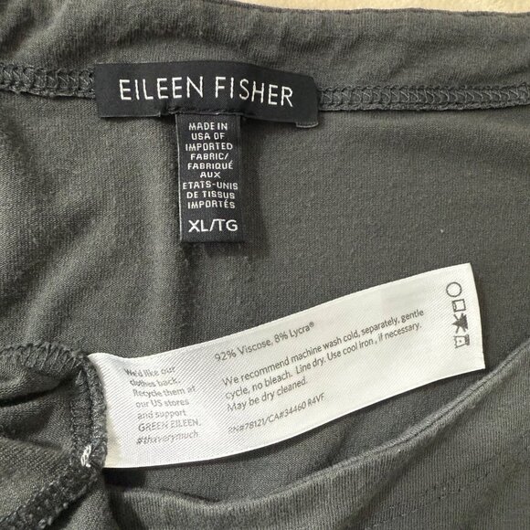 Eileen Fisher Dress Women's Extra Large Short Sleeve Midi Dress Tiered Hem Gray - Picture 6 of 11